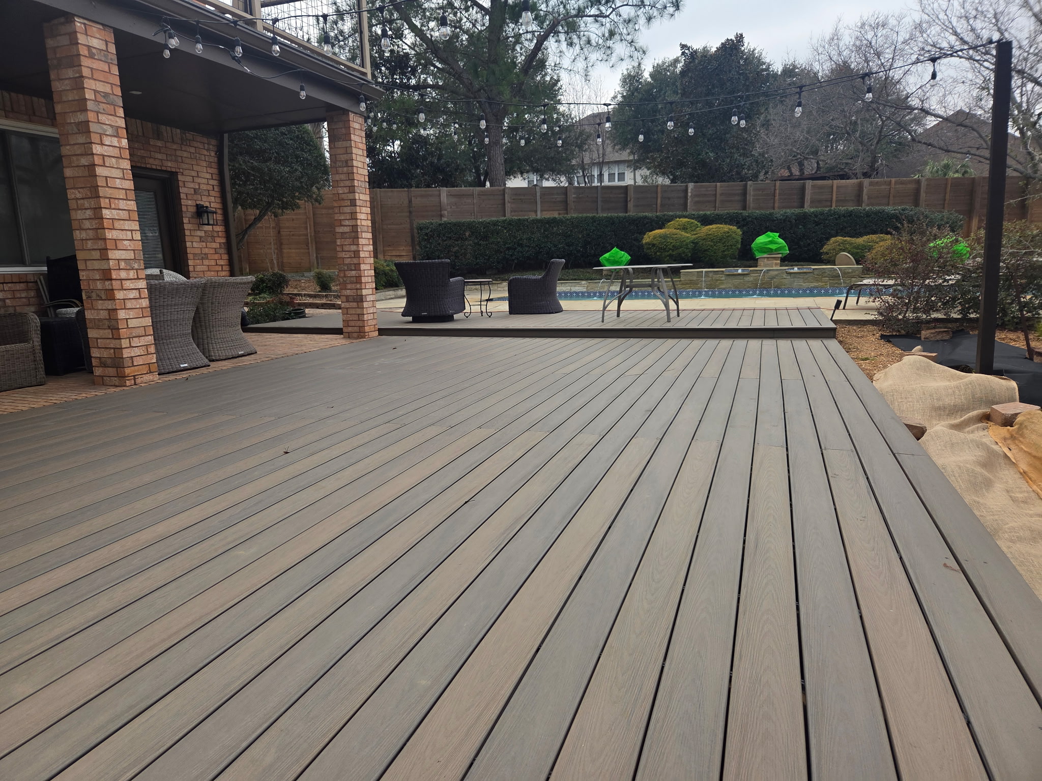 Finished composite deck with pool