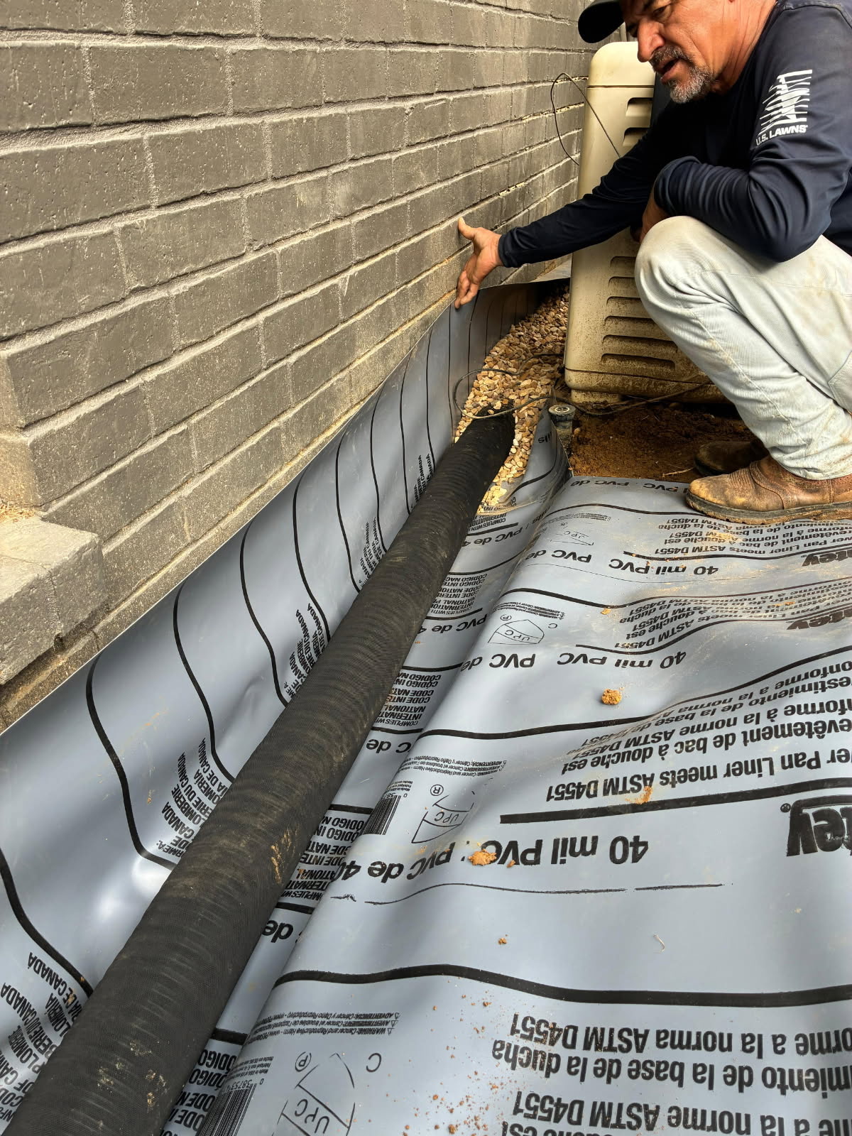 Drainage installation in progress
