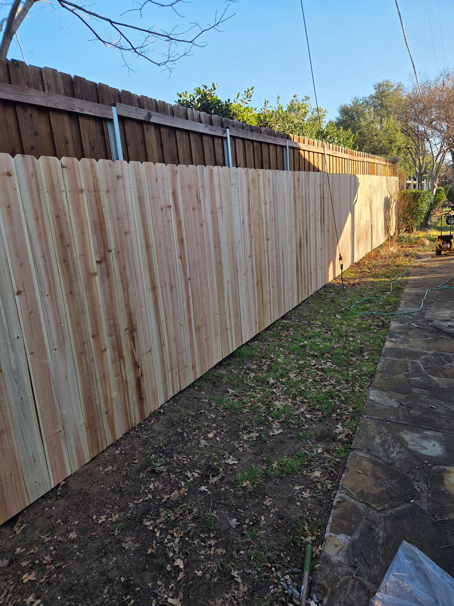 New cedar wood fence